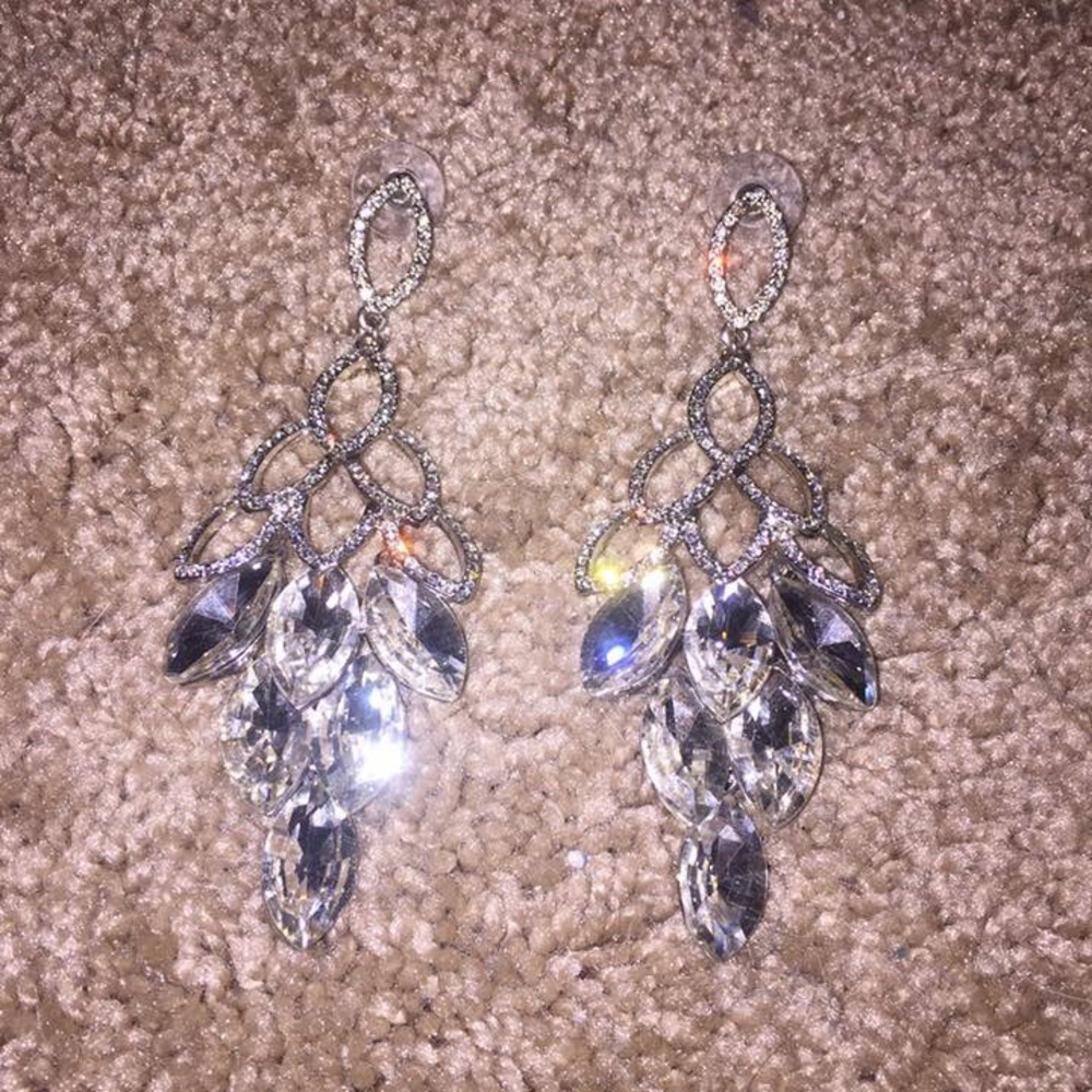 Large clear crystal earrings